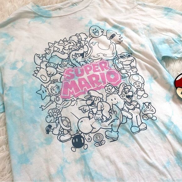 Super Mario Bros Tie Dye Short Sleeve T-Shirt - Picture 2 of 3
